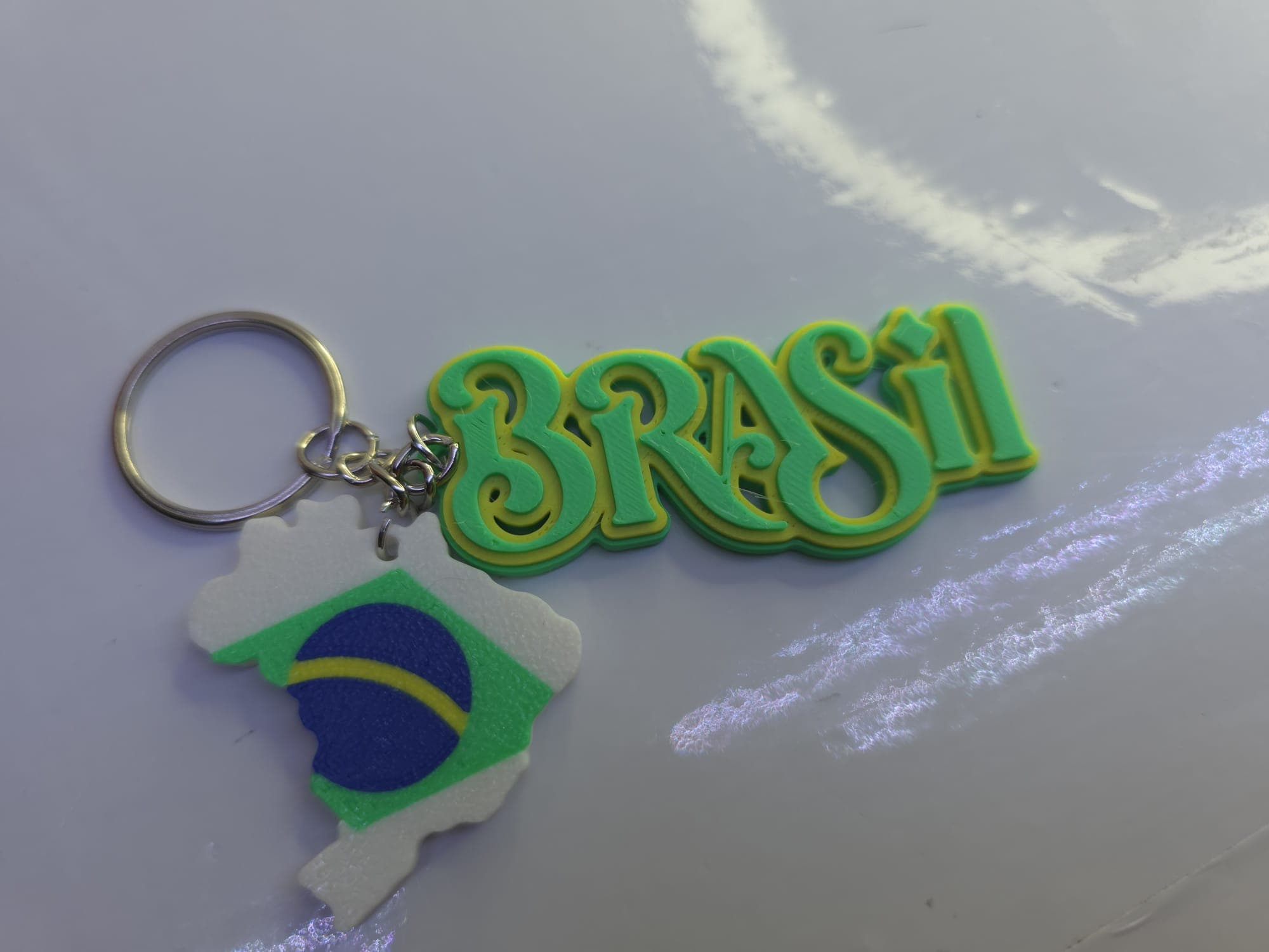 Brazil Flag 3D Printed Keychain